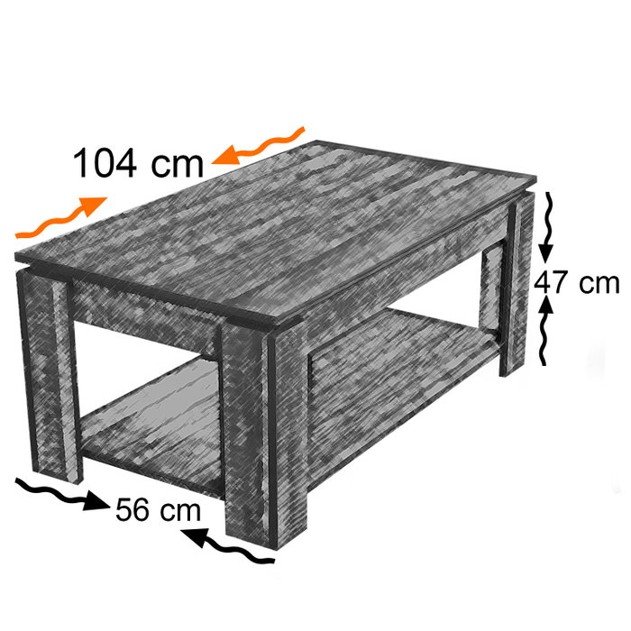 Hanah Home Mesa de Centro Nogal 104x47x56cm Tablero Partículas Recubierto Melamina
